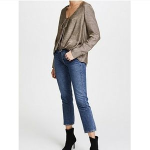 Derek Lam 10 Crosby Drape Front Metallic Blouse 8